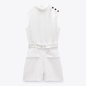 White Belted Jumpsuit